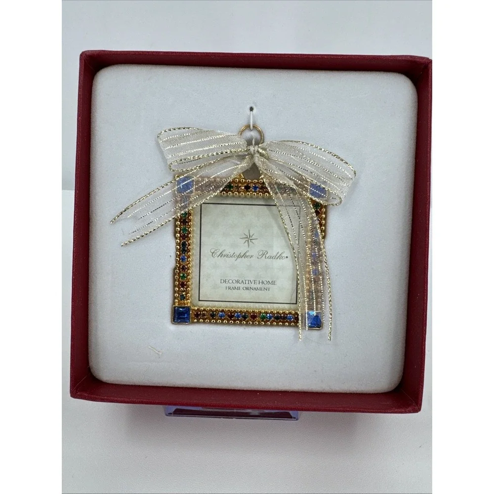 Christopher Radko Jeweled Gold-tone Picture Frame‎ Ornament Holidays Christmas